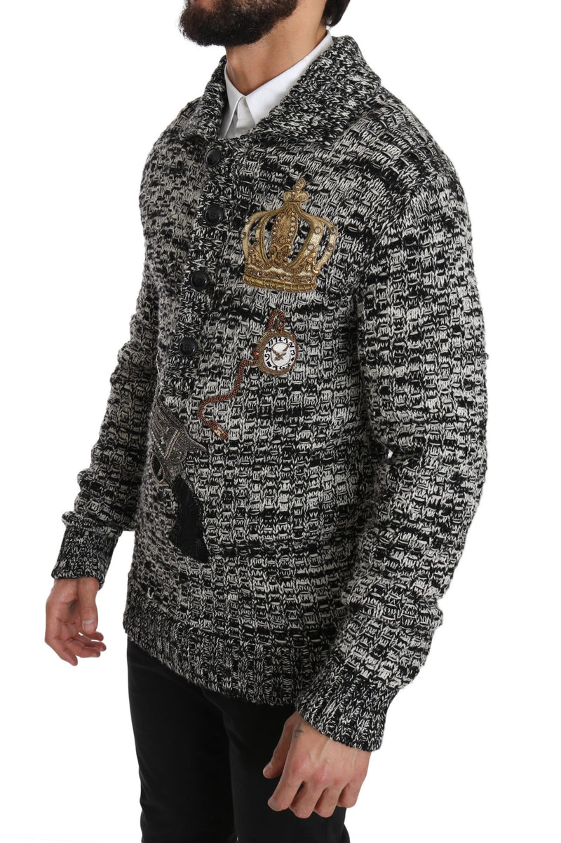 Gray Wool Crystal SICILIAN WESTERN Henley Sweater