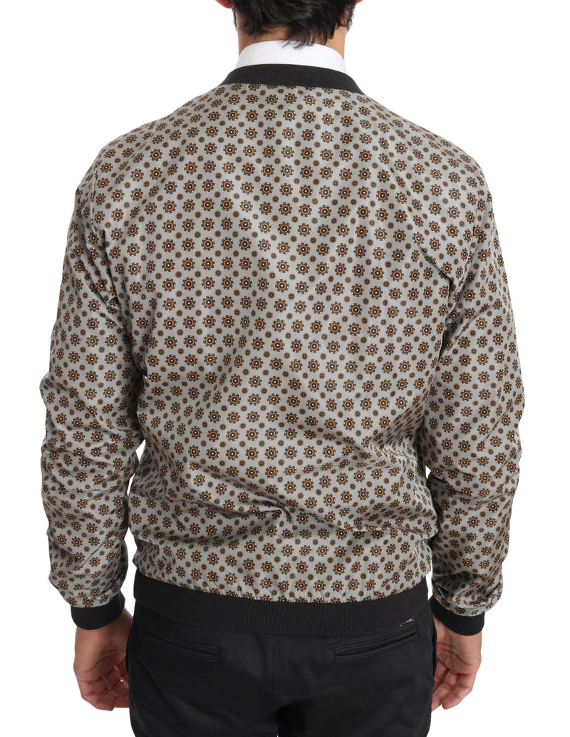 Gray Print Reversible Bomber Mocha Jacket