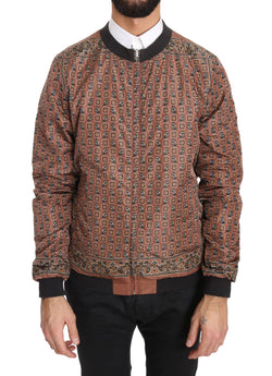 Gray Print Reversible Bomber Mocha Jacket