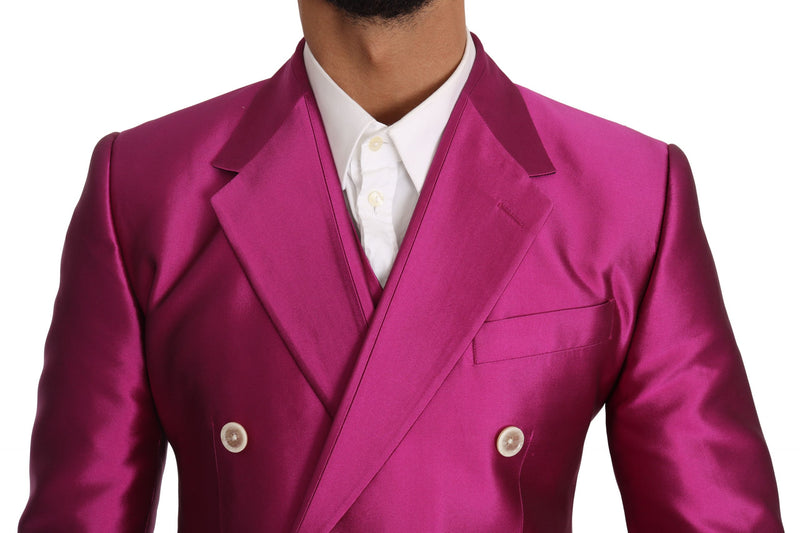 Slim Fit Pink Silk 3 Piece SICILIA  Suit