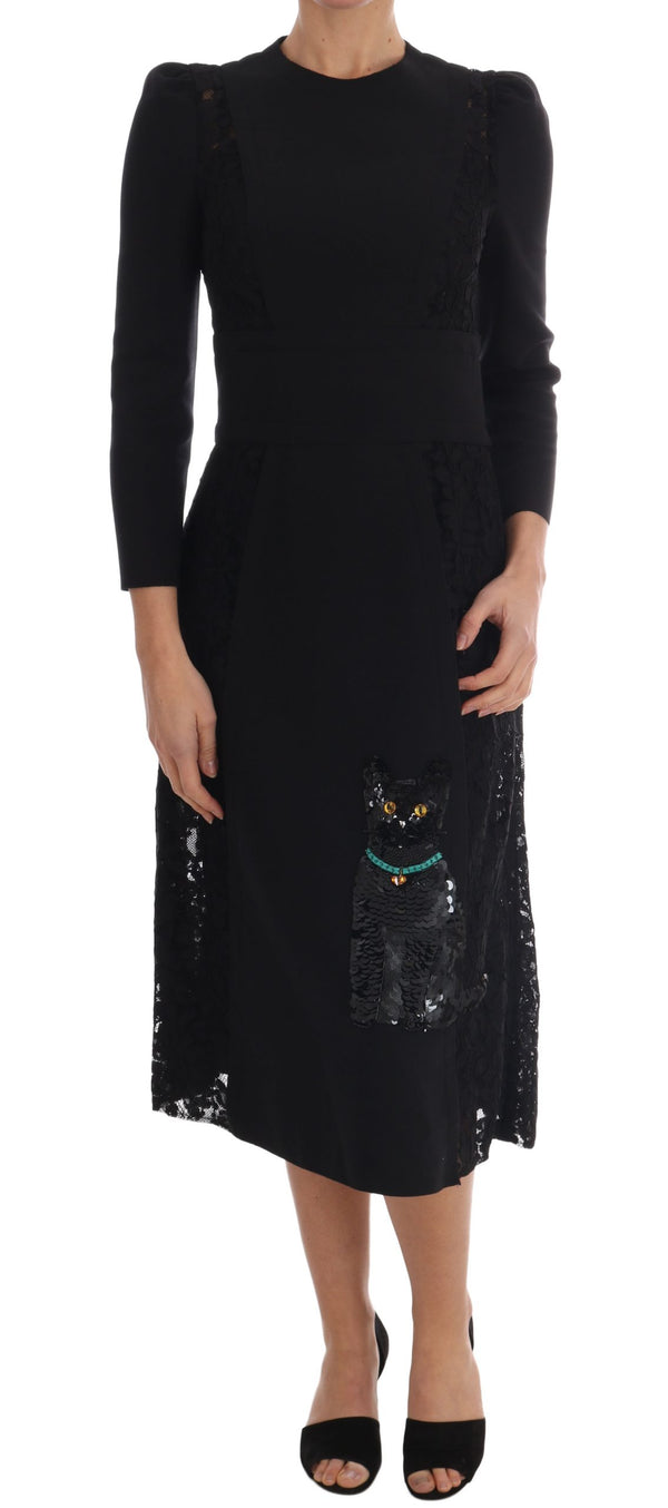Black Crystal Embriodered Cat Dress