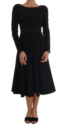 Black Open Back Sheath Flare Gown Dress