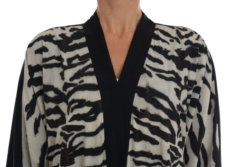 Black Zebra Kaftan Abaya Cape Silk Dress
