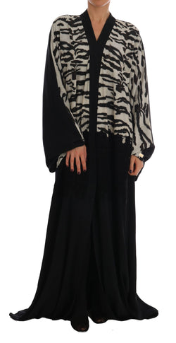 Black Zebra Kaftan Abaya Cape Silk Dress