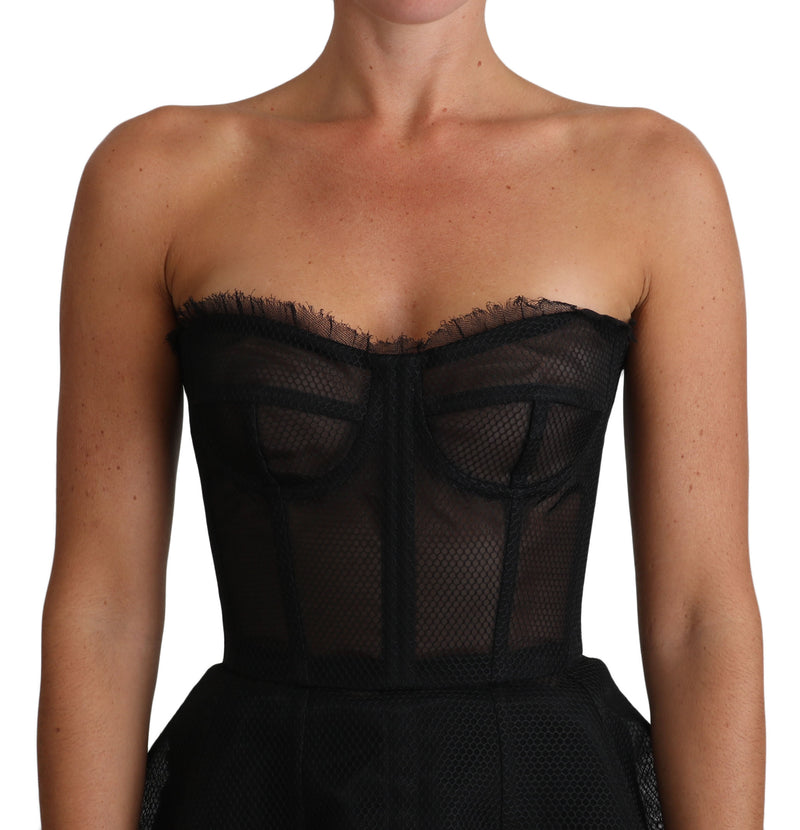 Black Transparent Bustier Corset Dress