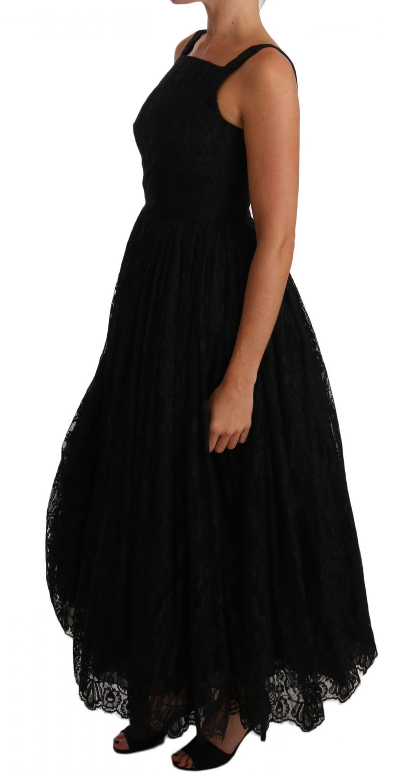 Black Ball Lace Floral Ruffle Bows Dress