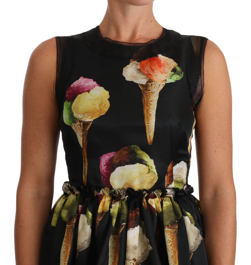 Black Ball Ice Cream Crystal Embellished Dress