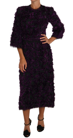 Purple Fringe Midi Sheath Dress