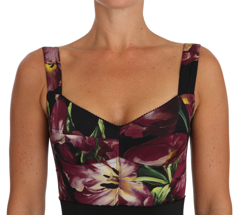 Floral Bodycon Bustier Silk Stretch Dress