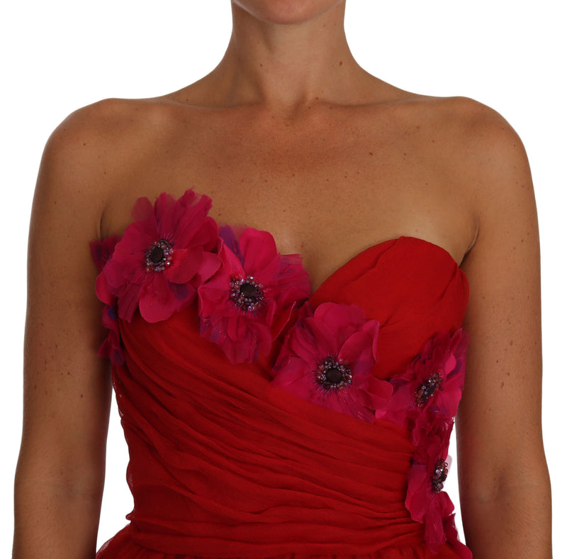 Dress  Pink Tulle Floral Application Bustier