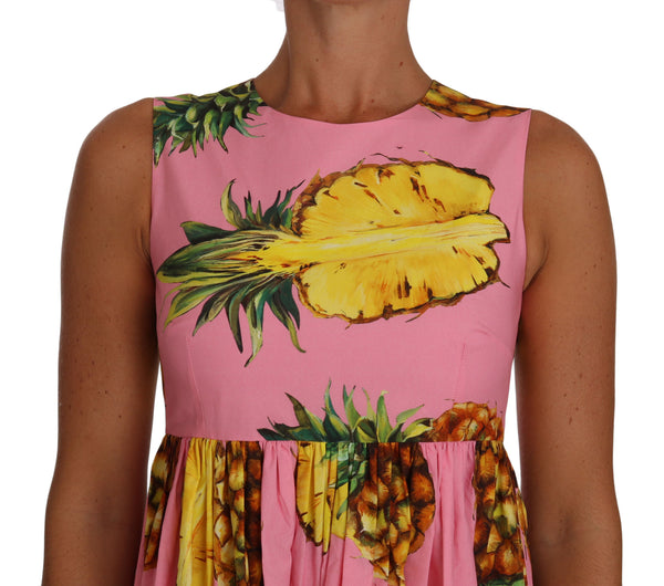 Pineapple-Print A-line Sheath Pink Dress