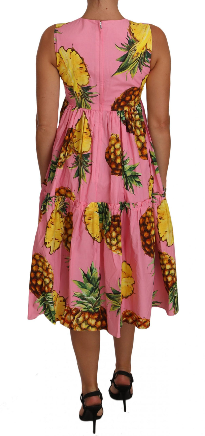 Pineapple-Print A-line Sheath Pink Dress