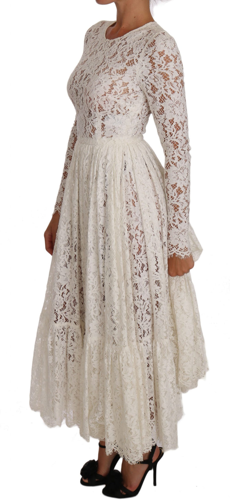 White Silk Floral Wedding Lace Gown