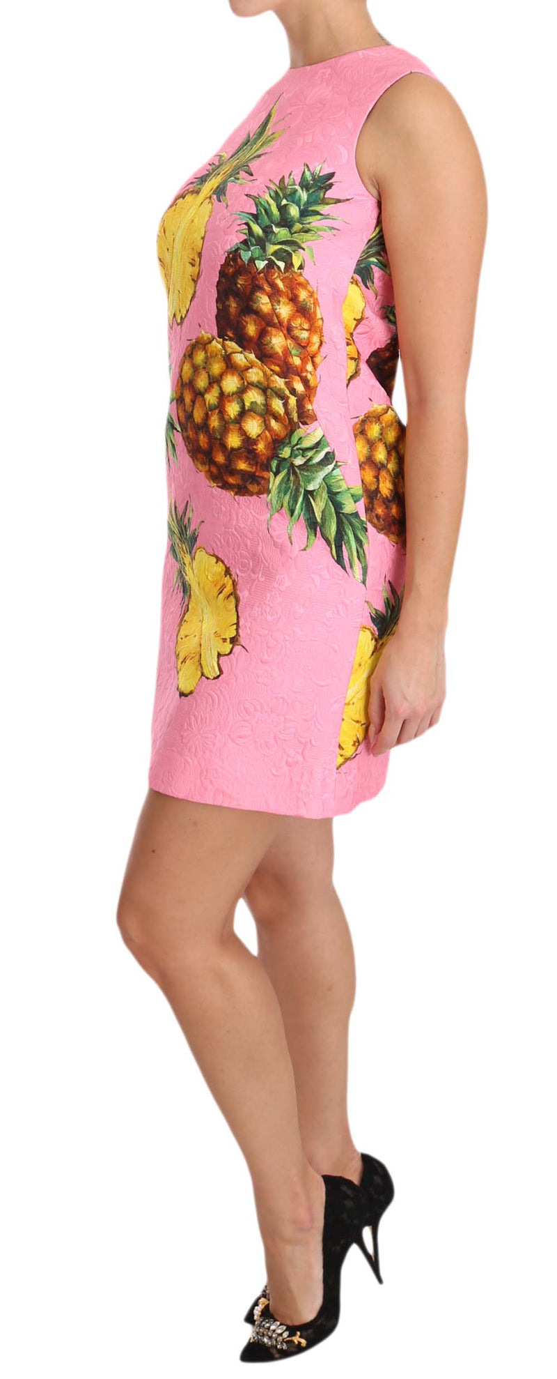Pink Pineapple Brocade A-Line Dress