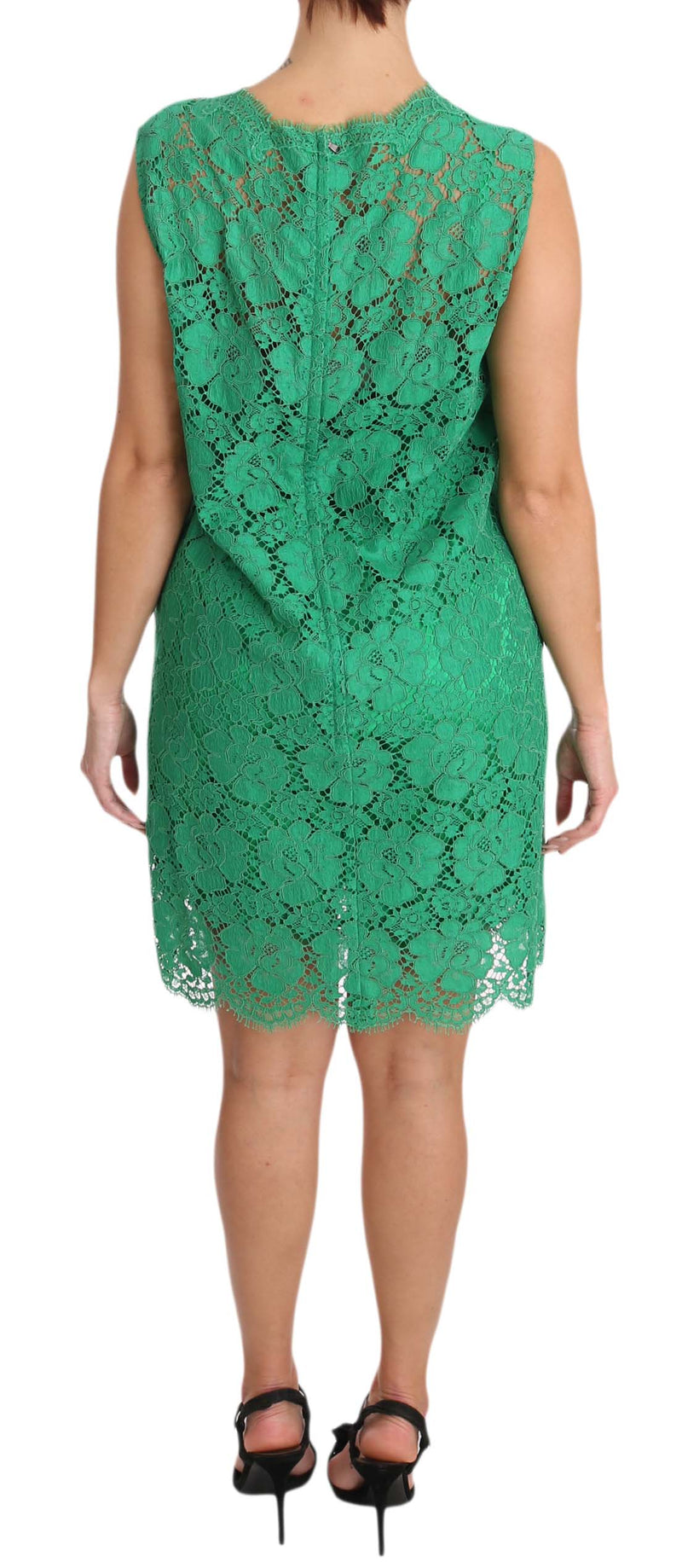 Green Floral Lace Shift A-Line Dress