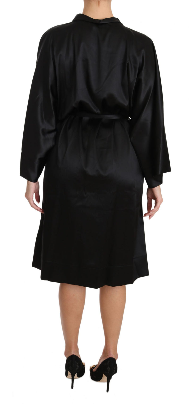 Black Kimono Gown Silk Dressing Sleepwear Robe