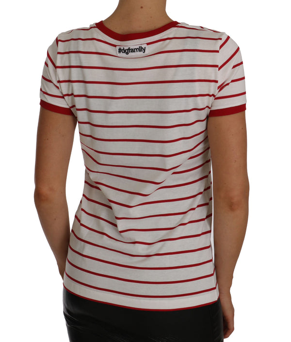 RED and WHITE #dgfamily Striped Jersey Cotton shirt