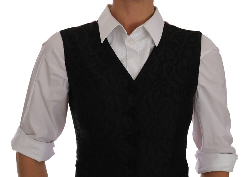 Black Brocade Vest Waistcoat Tank Top