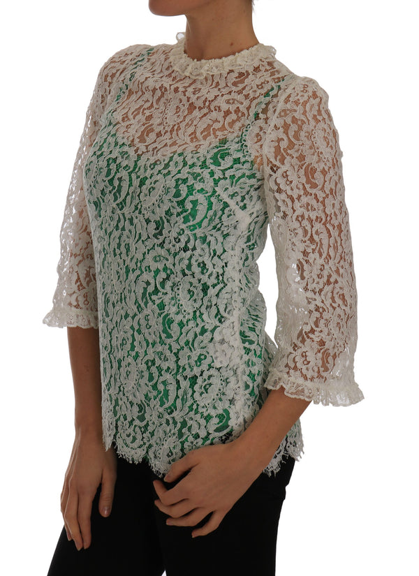 White Floral Lace Blouse Taormina Top