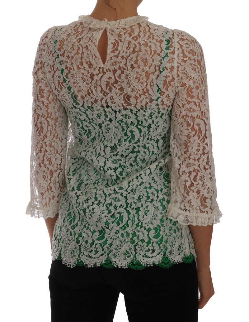 White Floral Lace Blouse Taormina Top