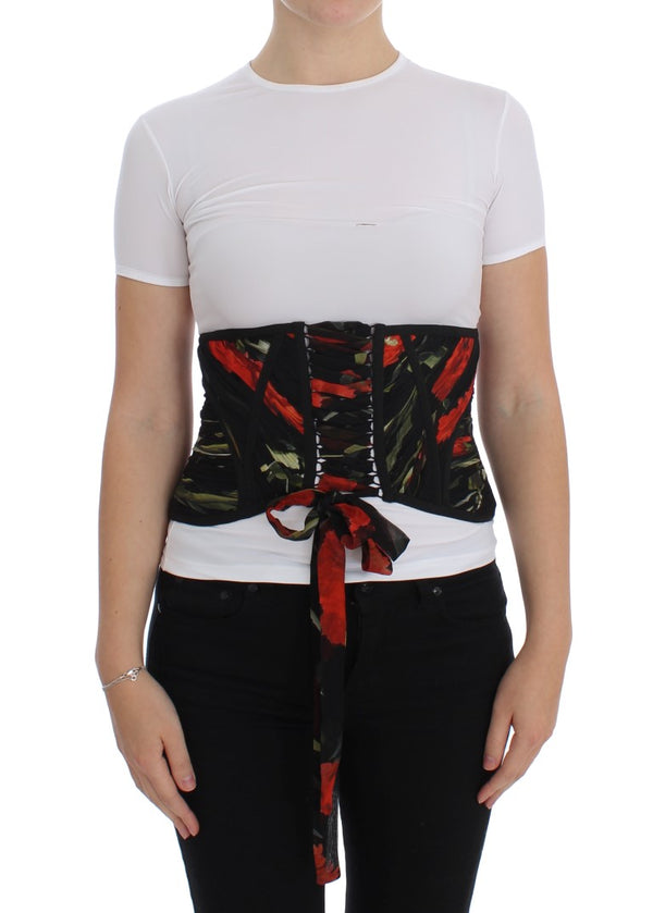 Multicolor Roses Print Waist Corset Belt