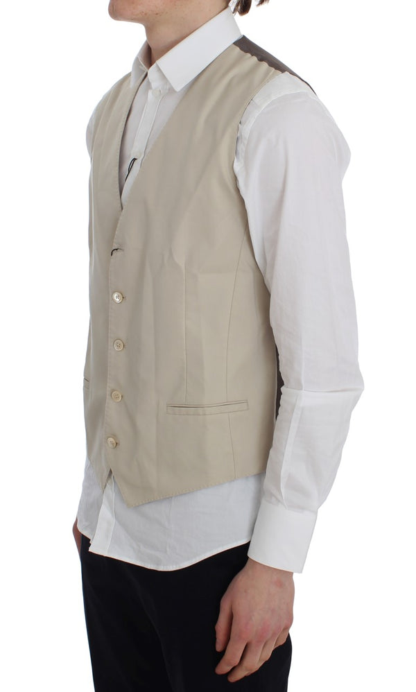 Beige Cotton Stretch Vest