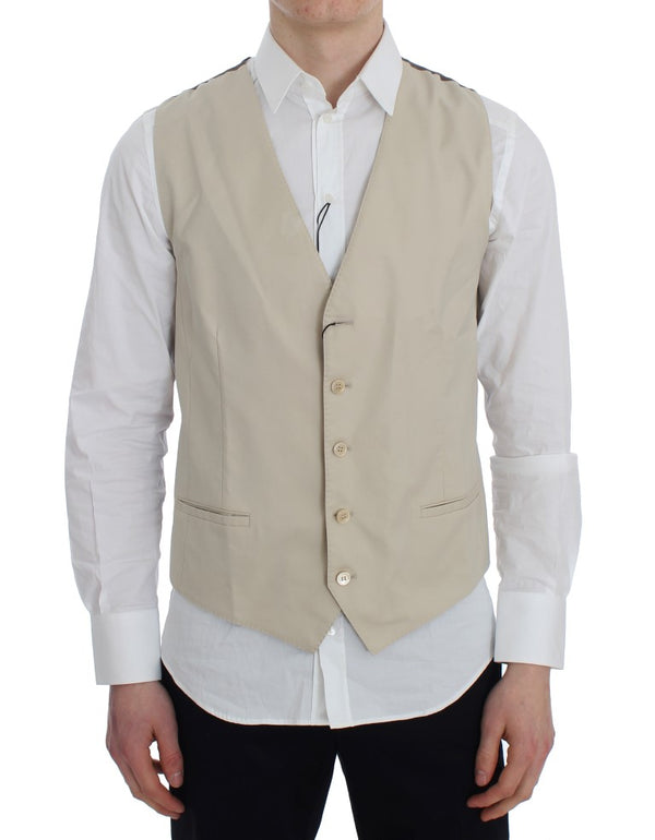 Beige Cotton Stretch Vest