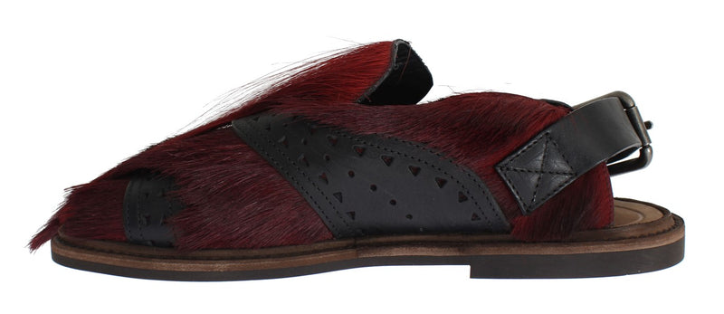 Bordeaux Gazella Fur Leather Sandal Shoes