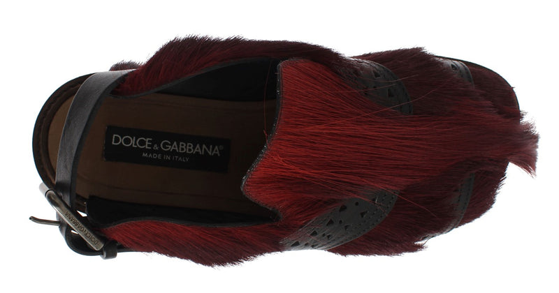 Bordeaux Gazella Fur Leather Sandal Shoes