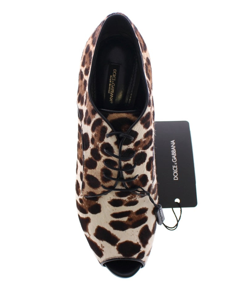Brown Leather Fur Leopard Booties