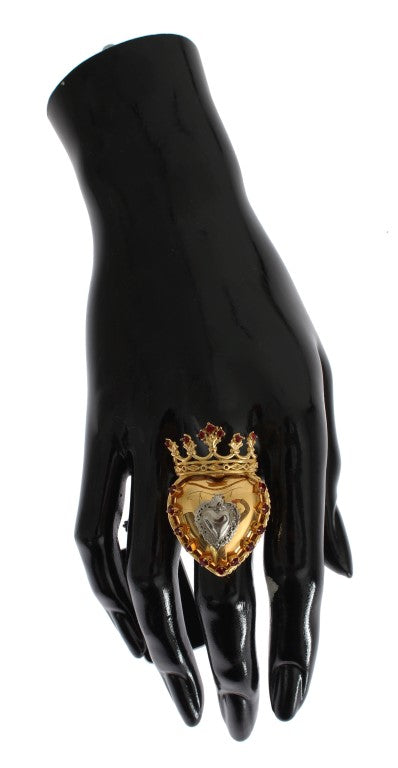 Gold SACRO CUORE Heart Crown Ring