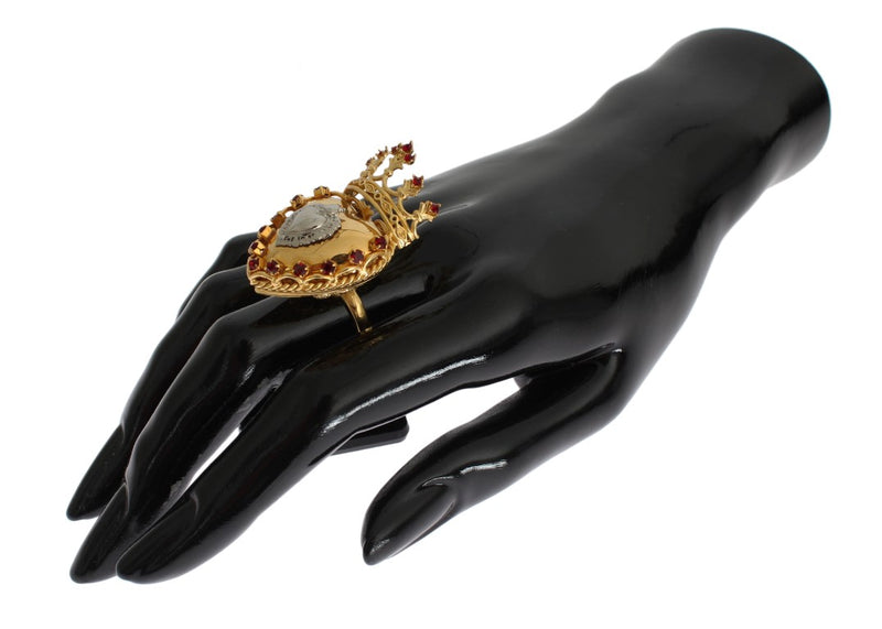 Gold SACRO CUORE Heart Crown Ring