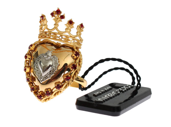 Gold SACRO CUORE Heart Crown Ring