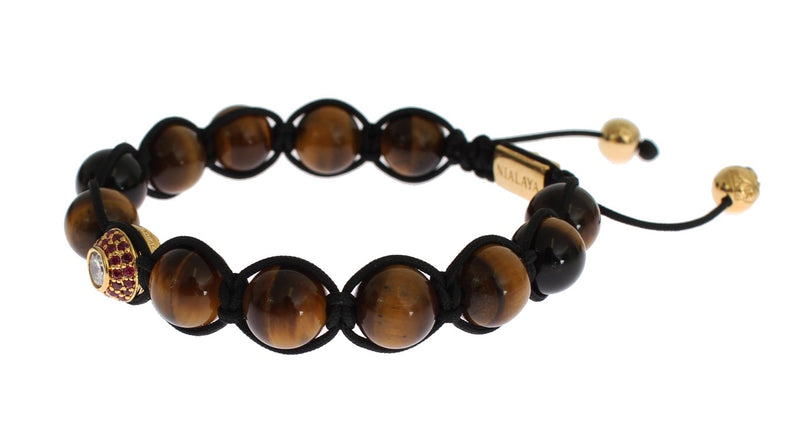 CZ Tiger Eye 18K Gold 925 Silver Bracelet