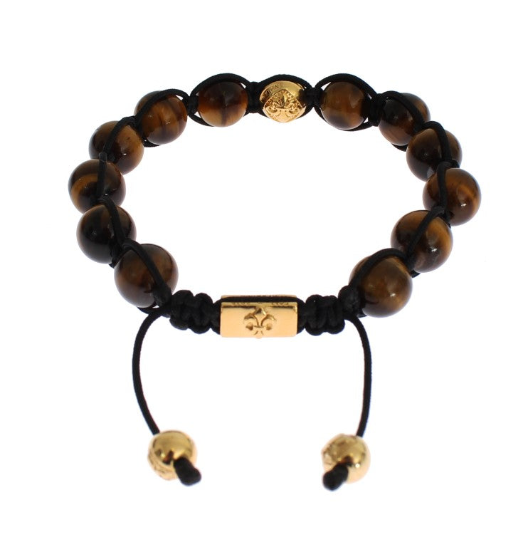 CZ Tiger Eye 18K Gold 925 Silver Bracelet