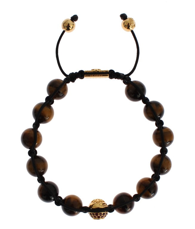 CZ Tiger Eye 18K Gold 925 Silver Bracelet