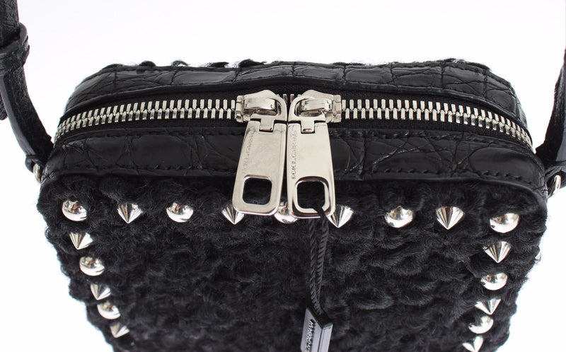 Bag Black Caiman Python Ostrich Ashkatran Purse Handbag