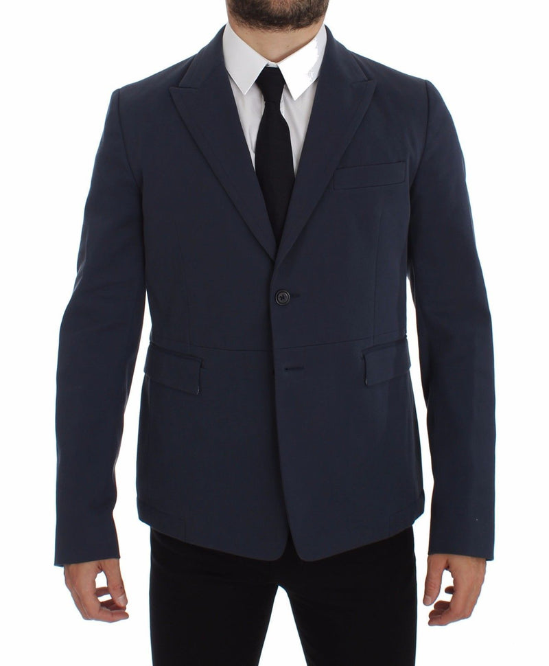 Blue Cotton Stretch Casual Blazer