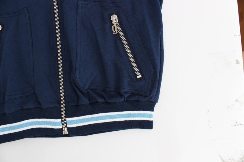 Blue zip cotton cardigan