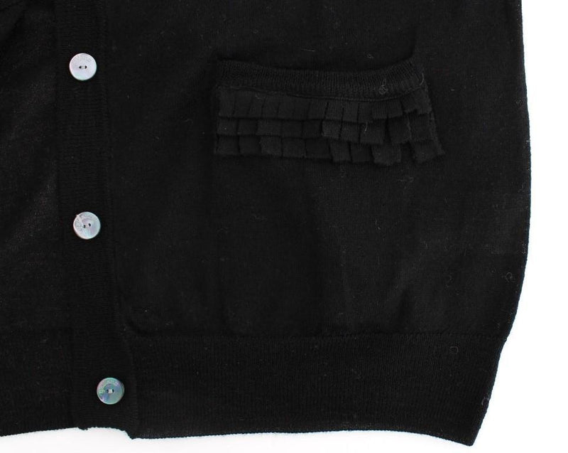 Black wool cardigan