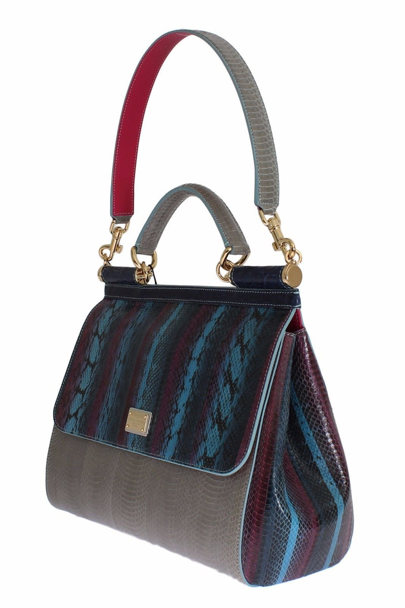 Multicolor Caiman Snakeskin Leather SICILY Hand Bag - Designer Clothes, Handbags, Shoes + from Dolce & Gabbana, Prada, Cavalli, & more