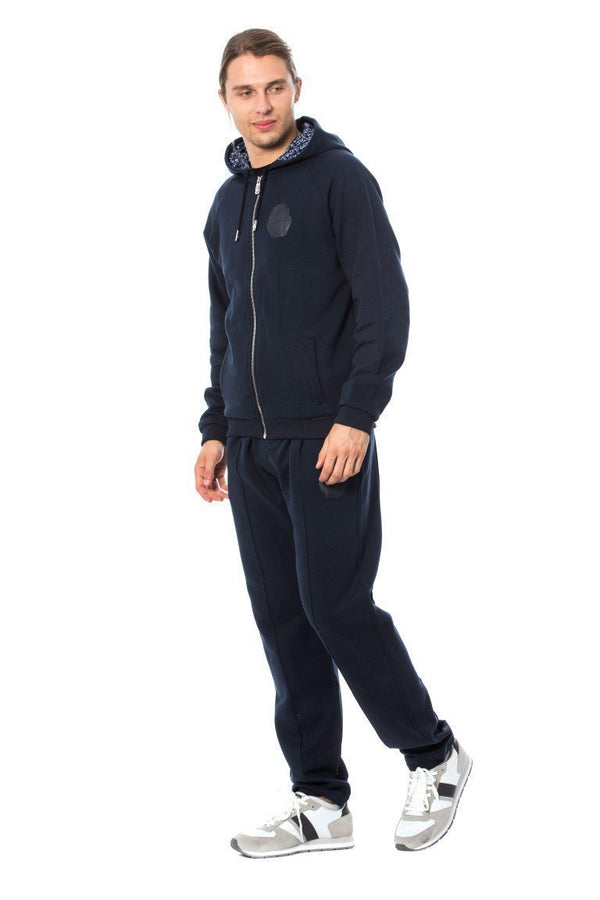 Navy Blue Cotton Hooded Sweatsuit