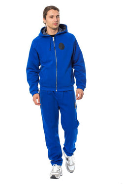 Blue Cotton Hooded Sweatsuit