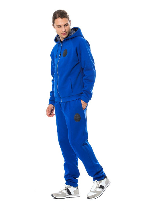 Blue Cotton Hooded Sweatsuit