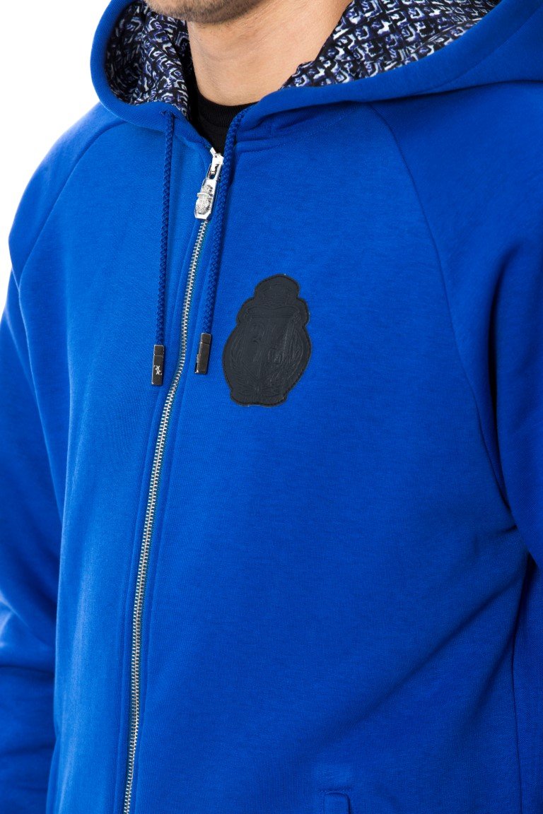 Blue Cotton Hooded Sweatsuit