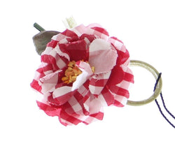 Red Checkered Flower Cotton Brooch