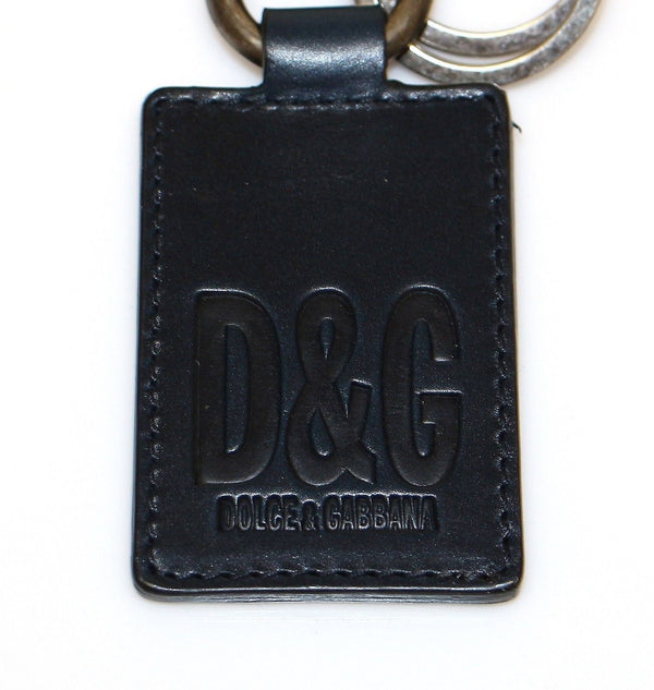 Black Leather Metal Ring Keychain