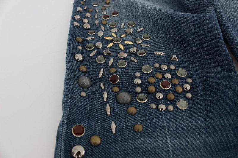 Crystal Silver Studded Slim Fit Jeans