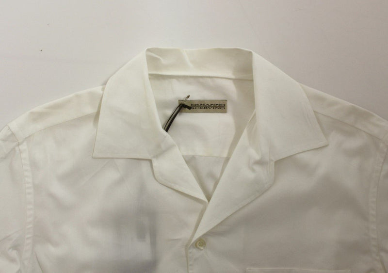 White Cotton Slim Fit Casual Shirt