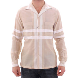 Beige Regular Fit Cotton Casual Shirt